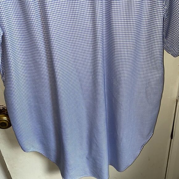 TM LEWIN Blue Gingham Short Sleeve Shirt-15.5/34.5 - Picture 7 of 8